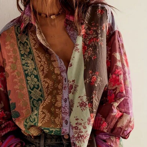 * *NEW BOUTIQUE PATCHWORK PRINT SHIRT* - Picture 5 of 5